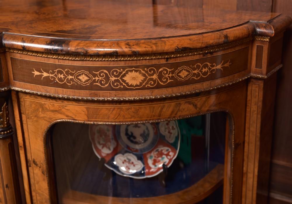 Victorian Walnut Credenza / Display Cabinet View VI
