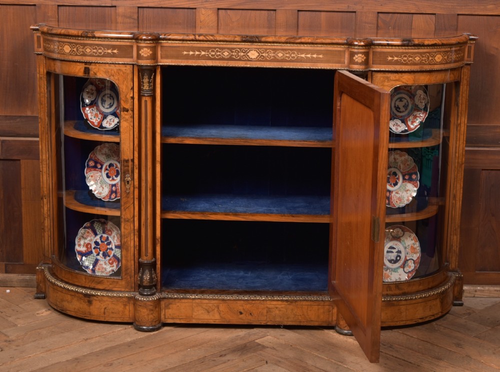 Victorian Walnut Credenza / Display Cabinet View X