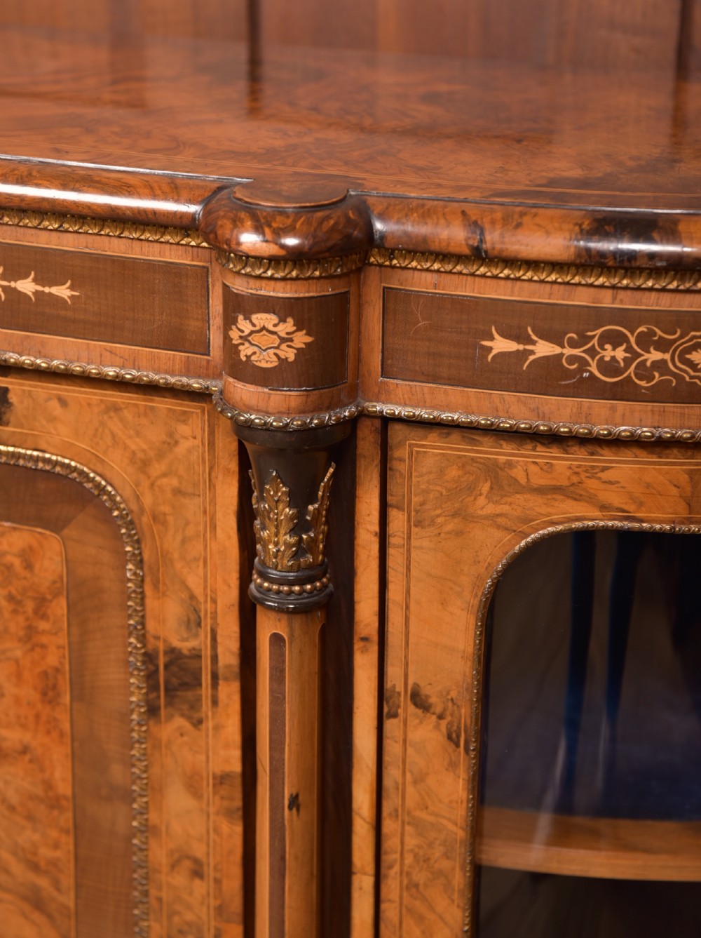 Victorian Walnut Credenza / Display Cabinet View XIII