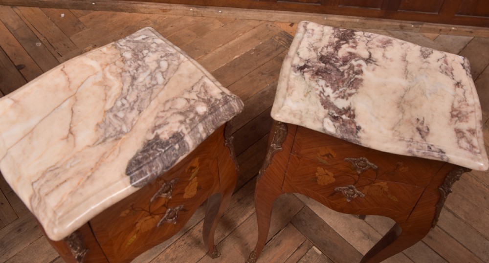 Pair of Marble Top Bedside Cabinets View II