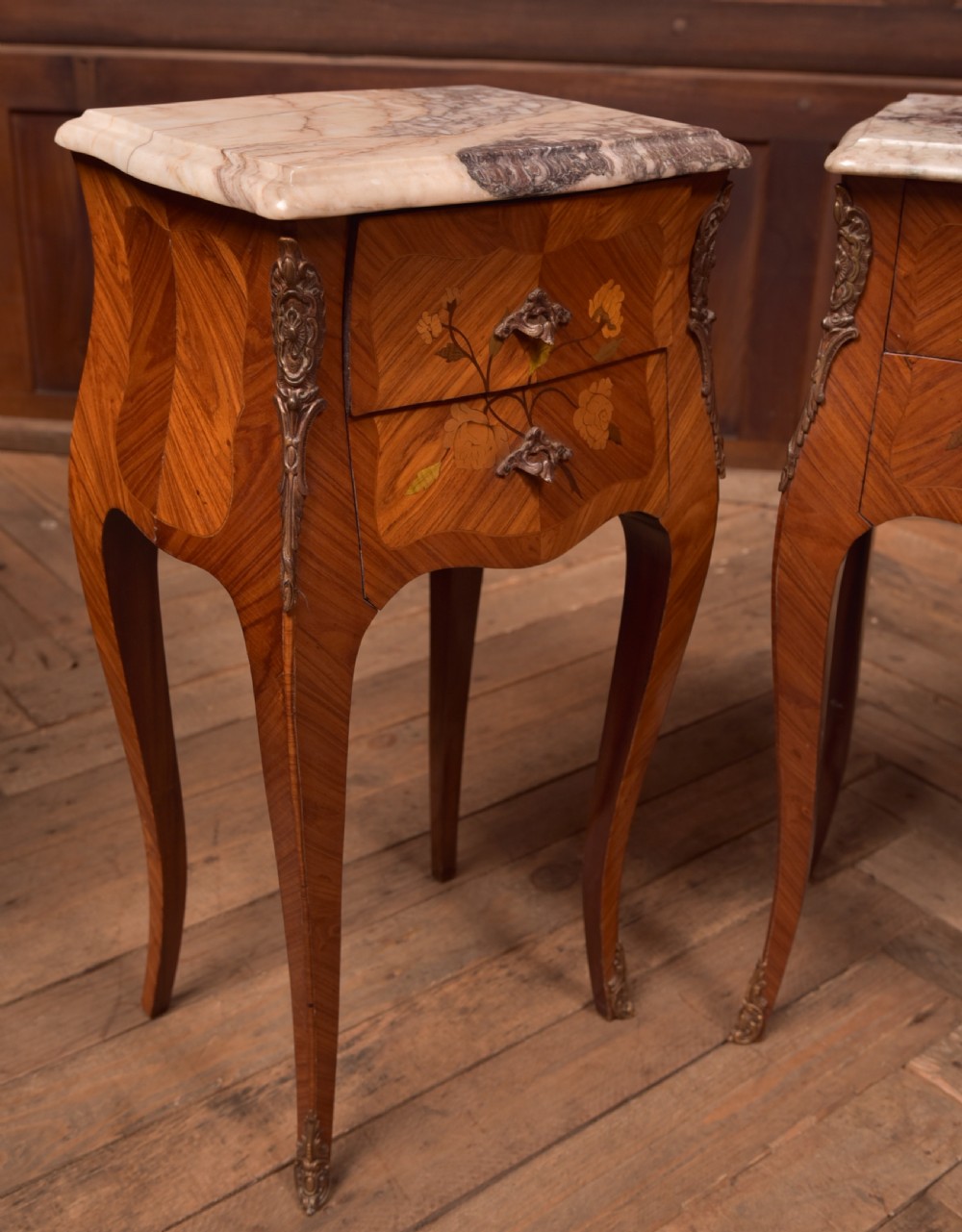 Pair of Marble Top Bedside Cabinets View III