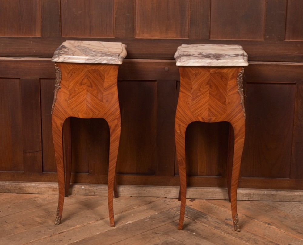 Pair of Marble Top Bedside Cabinets View X