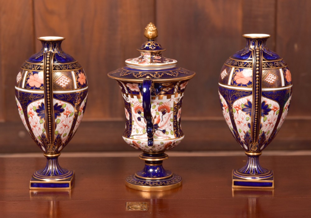 Set of 3  Royal Crown Derby Imari Vases View XVII