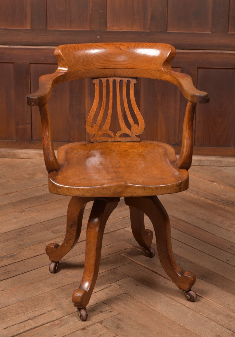 Edwardian Oak Revolving Desk Chair