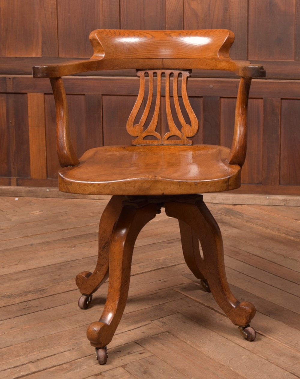 Edwardian Oak Revolving Desk Chair View II