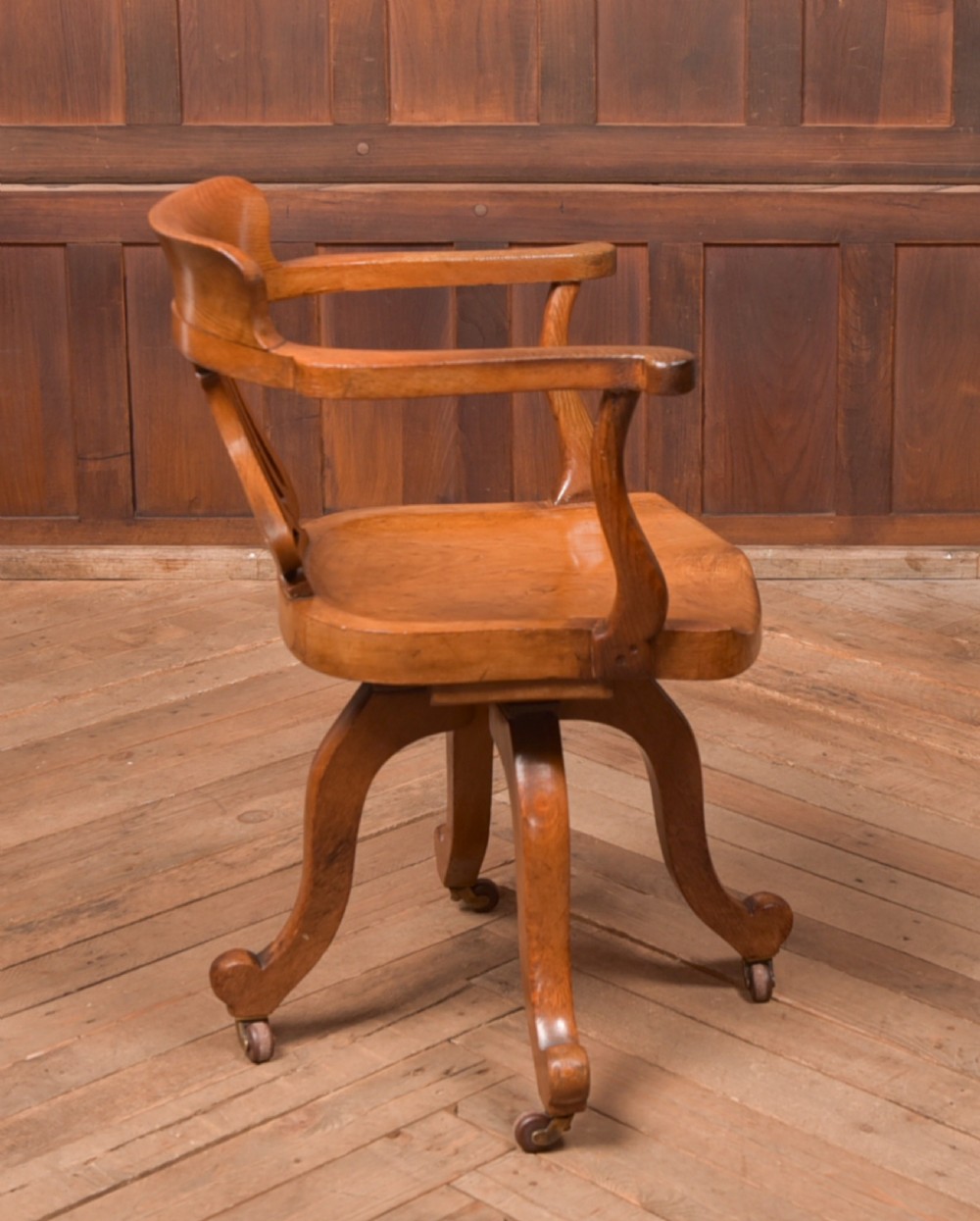 Edwardian Oak Revolving Desk Chair View III