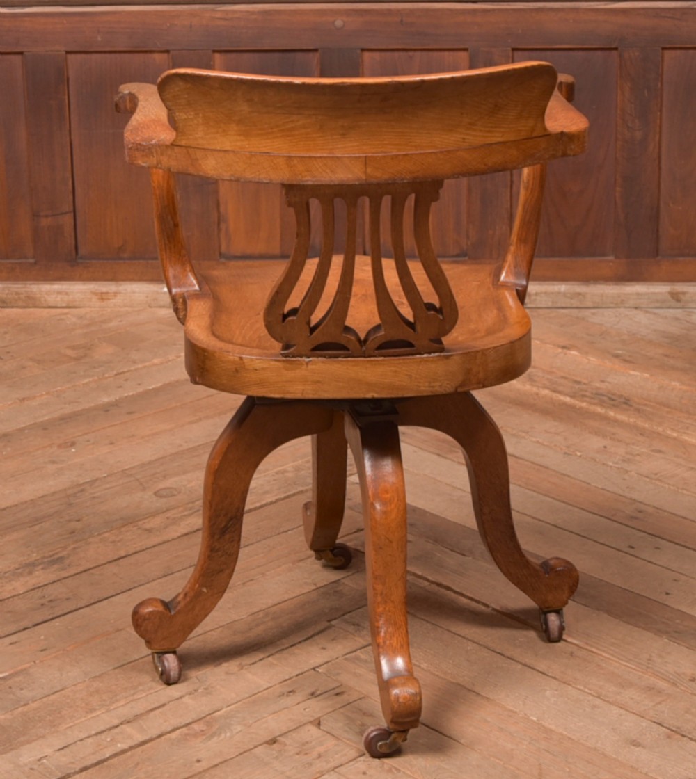 Edwardian Oak Revolving Desk Chair View IV