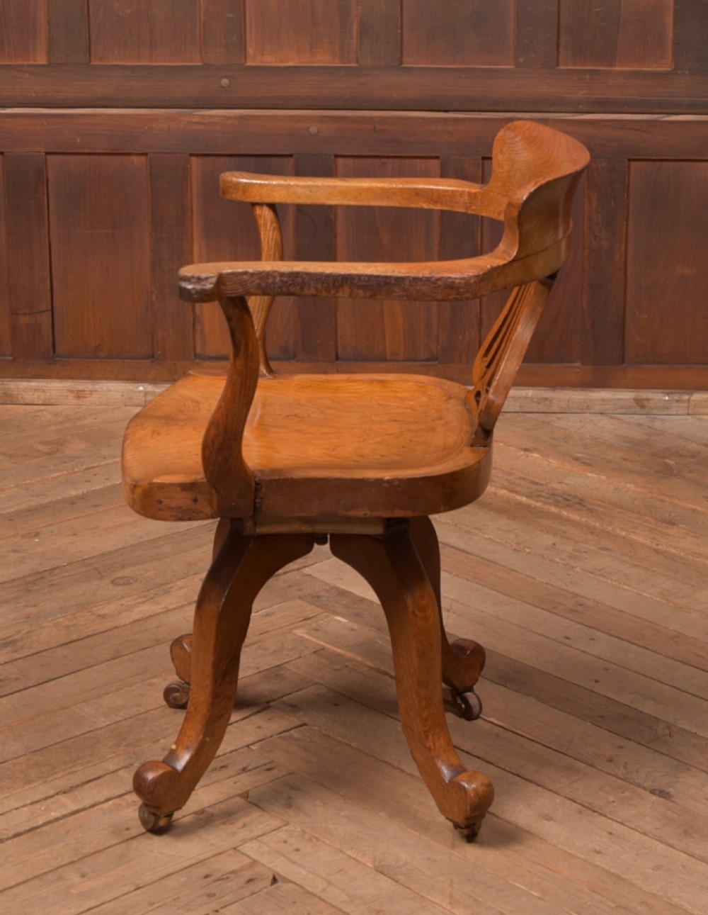 Edwardian Oak Revolving Desk Chair View V
