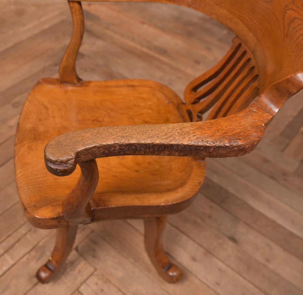 Edwardian Oak Revolving Desk Chair View VI