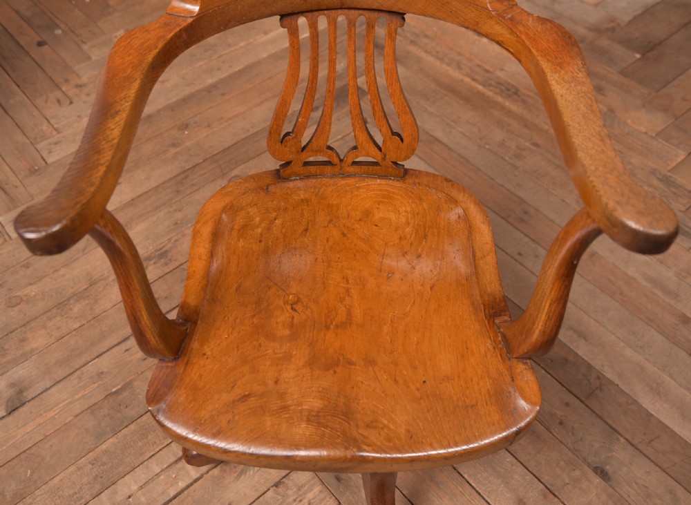 Edwardian Oak Revolving Desk Chair View VII