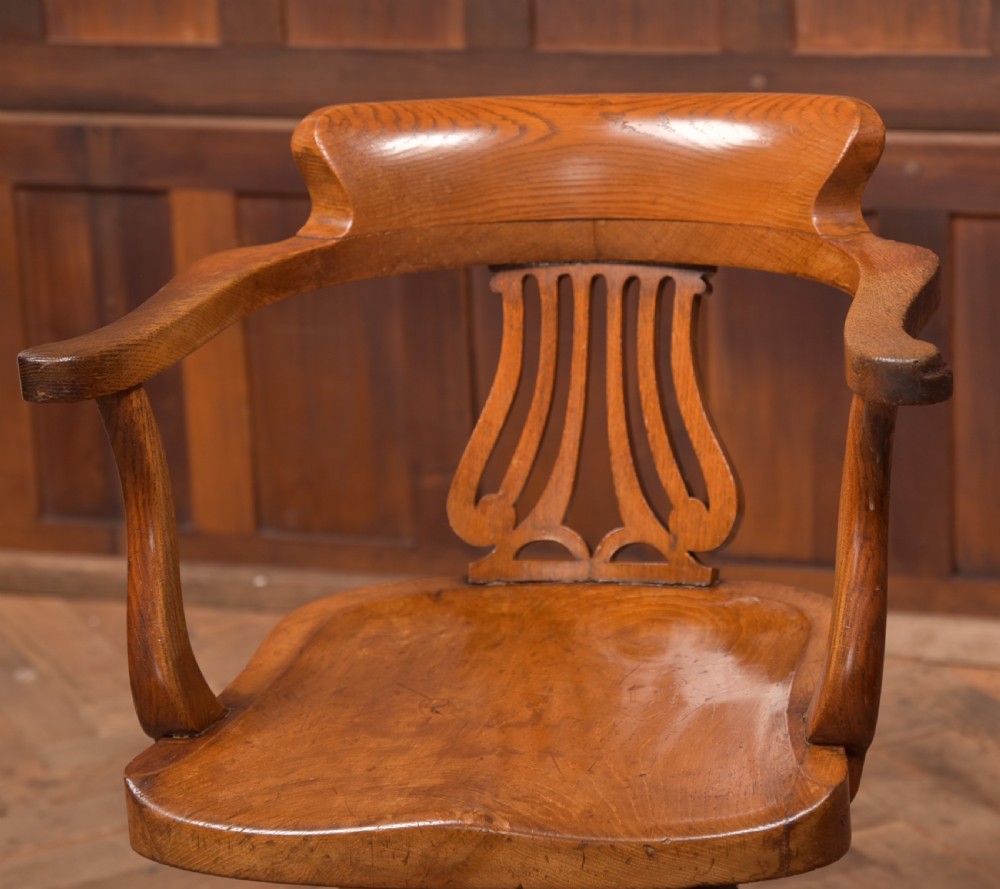 Edwardian Oak Revolving Desk Chair View VIII