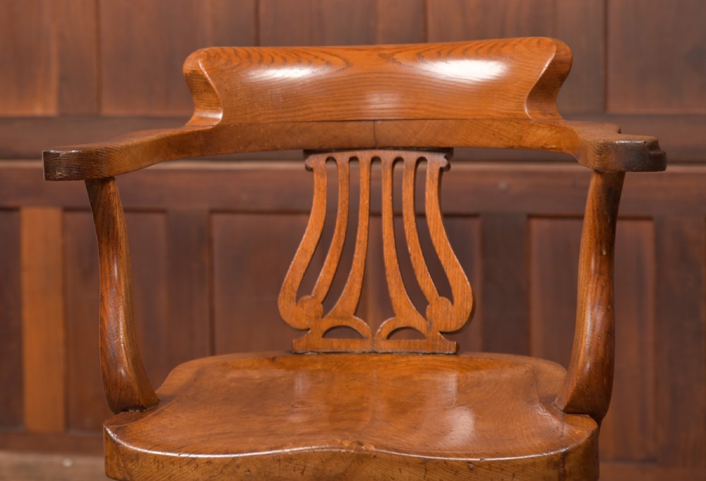 Edwardian Oak Revolving Desk Chair View X