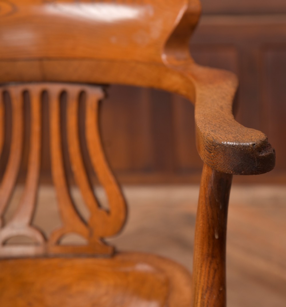 Edwardian Oak Revolving Desk Chair View XI