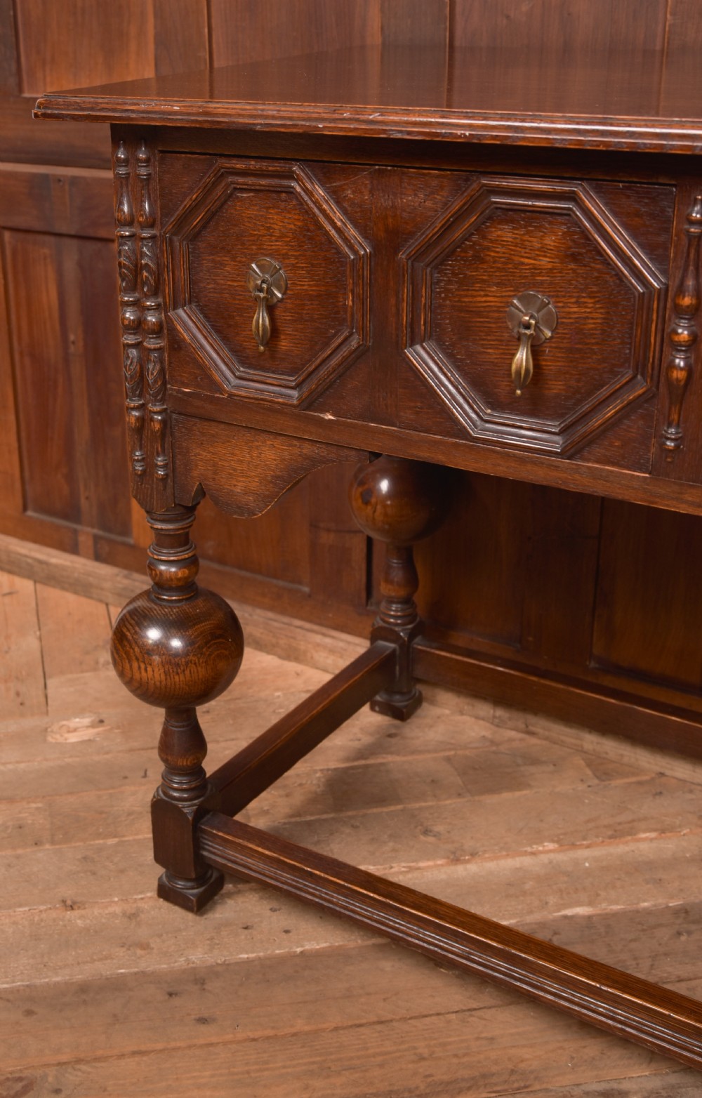Edwardian Oak Jacobean Side Table View V