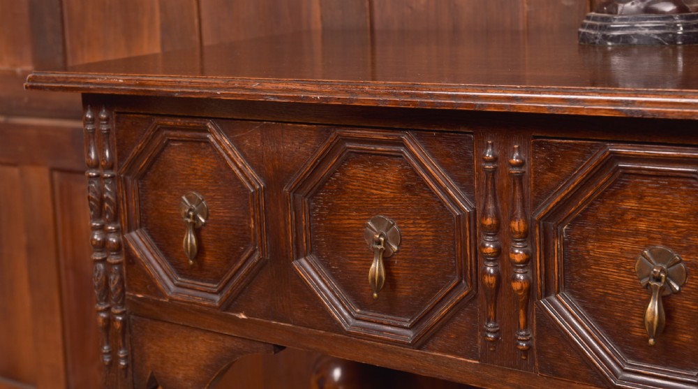 Edwardian Oak Jacobean Side Table View VI