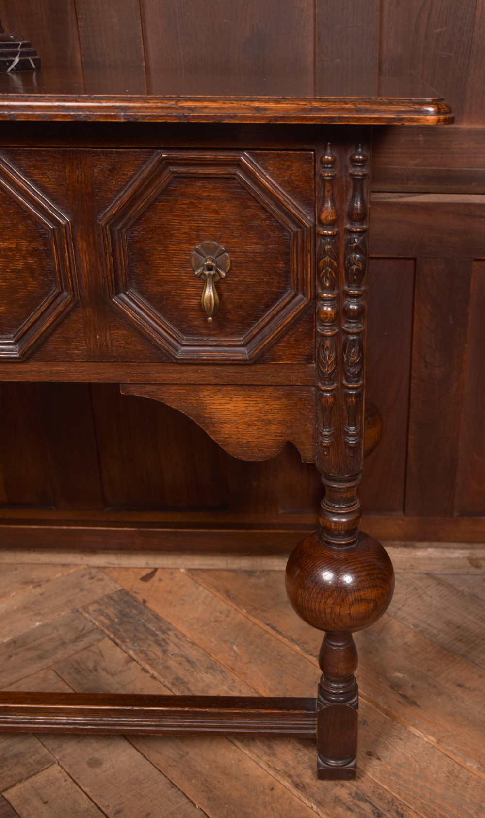 Edwardian Oak Jacobean Side Table View VII