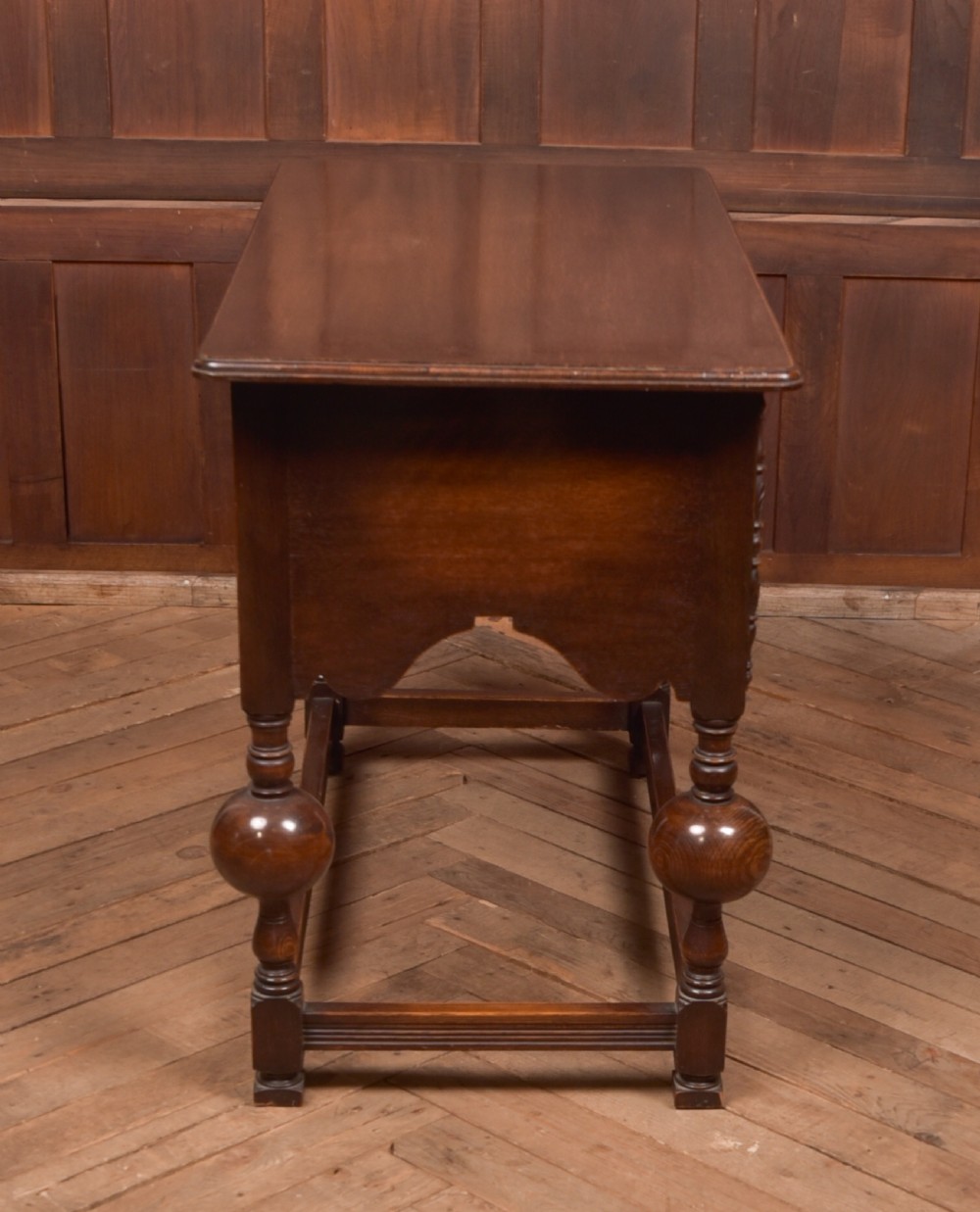 Edwardian Oak Jacobean Side Table View XI