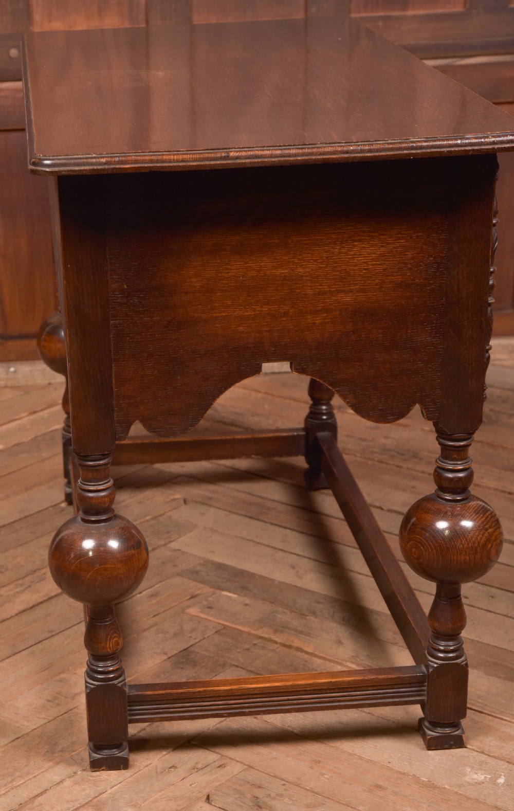 Edwardian Oak Jacobean Side Table View XII
