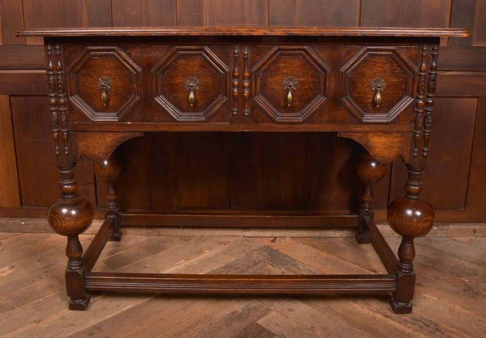 Edwardian Oak Jacobean Side Table View XIII