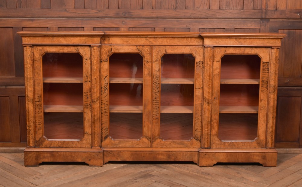 Victorian Walnut Breakfront Bookcase View II