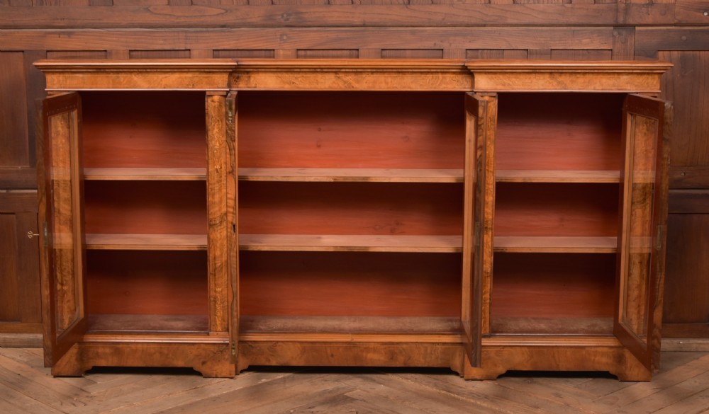 Victorian Walnut Breakfront Bookcase View III