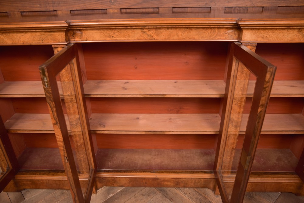 Victorian Walnut Breakfront Bookcase View IV