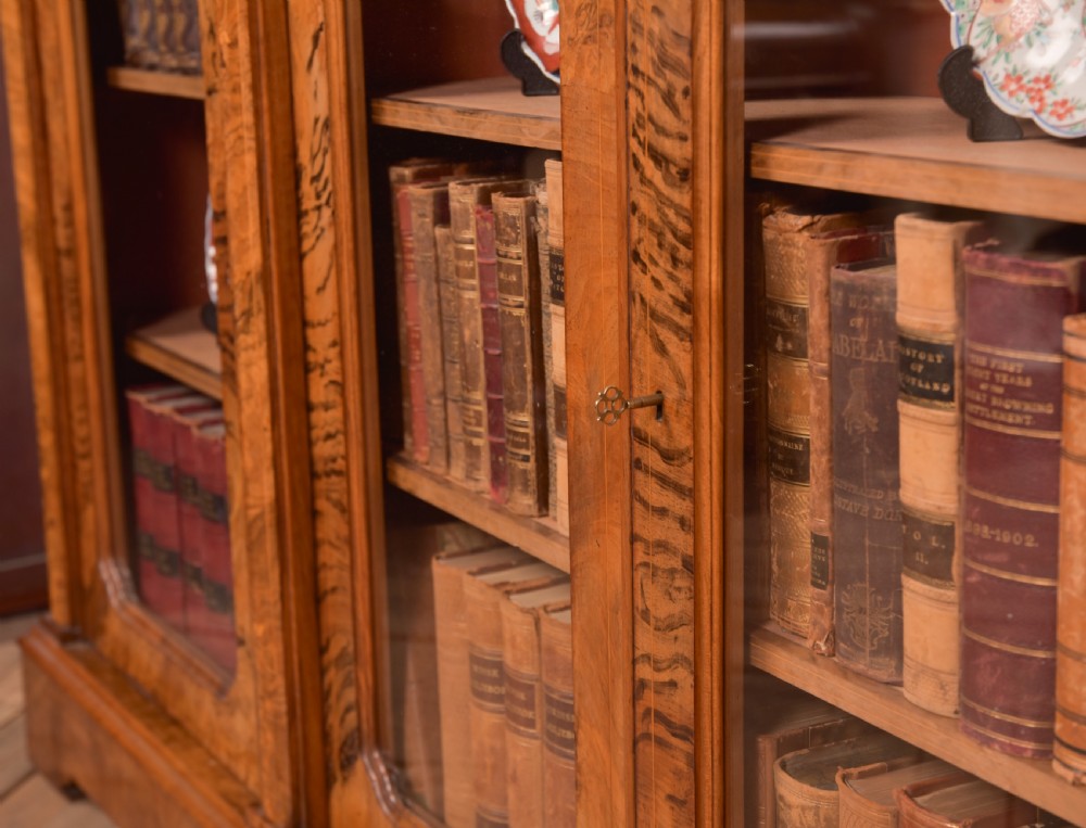 Victorian Walnut Breakfront Bookcase View VIII