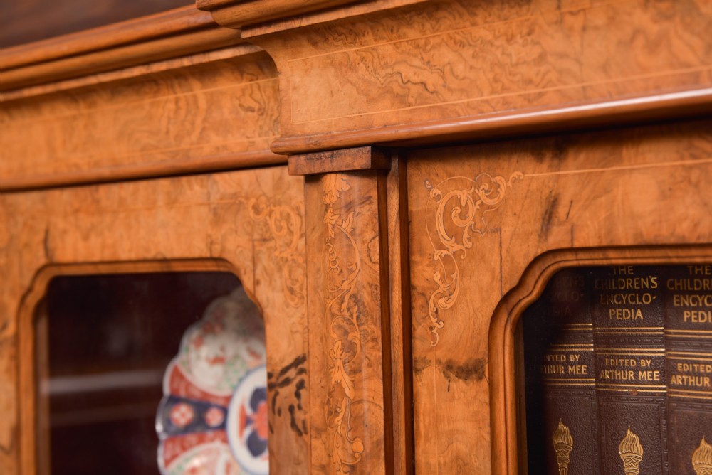 Victorian Walnut Breakfront Bookcase View XI
