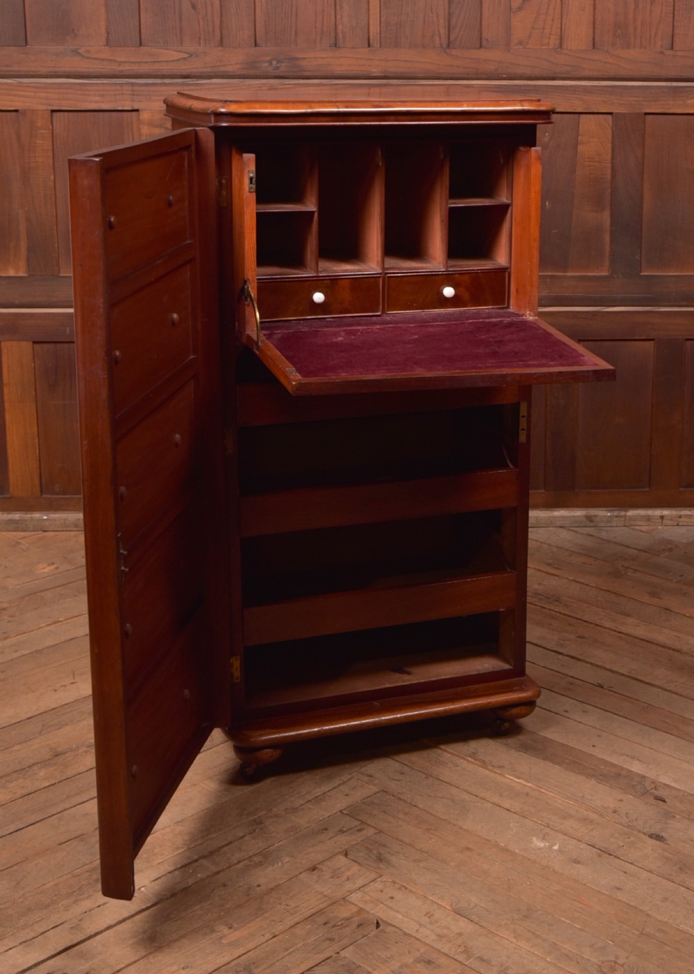 Victorian Mahogany Secretaire Wellington Chest View VII
