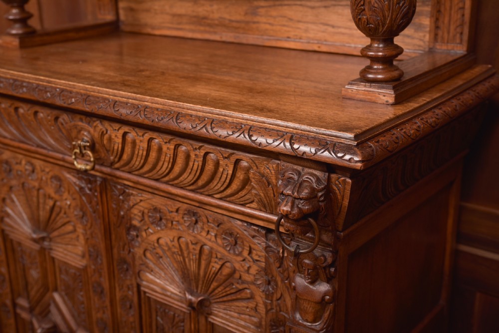 Continental Carved Oak Bookcase View V