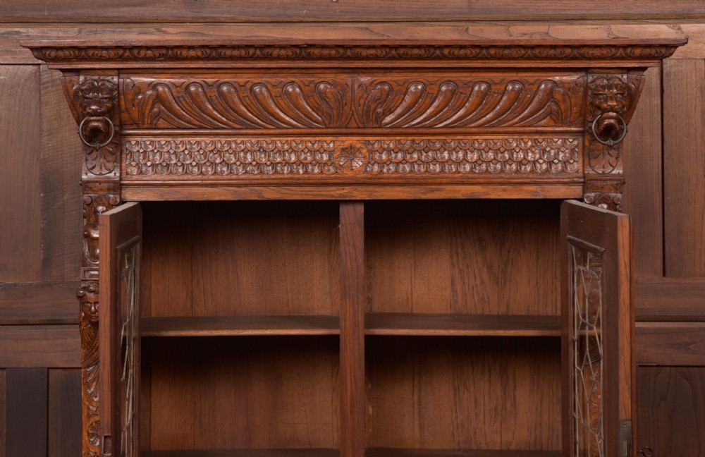 Continental Carved Oak Bookcase View VI