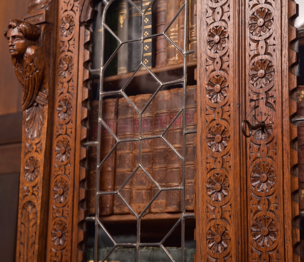 Continental Carved Oak Bookcase View XIV