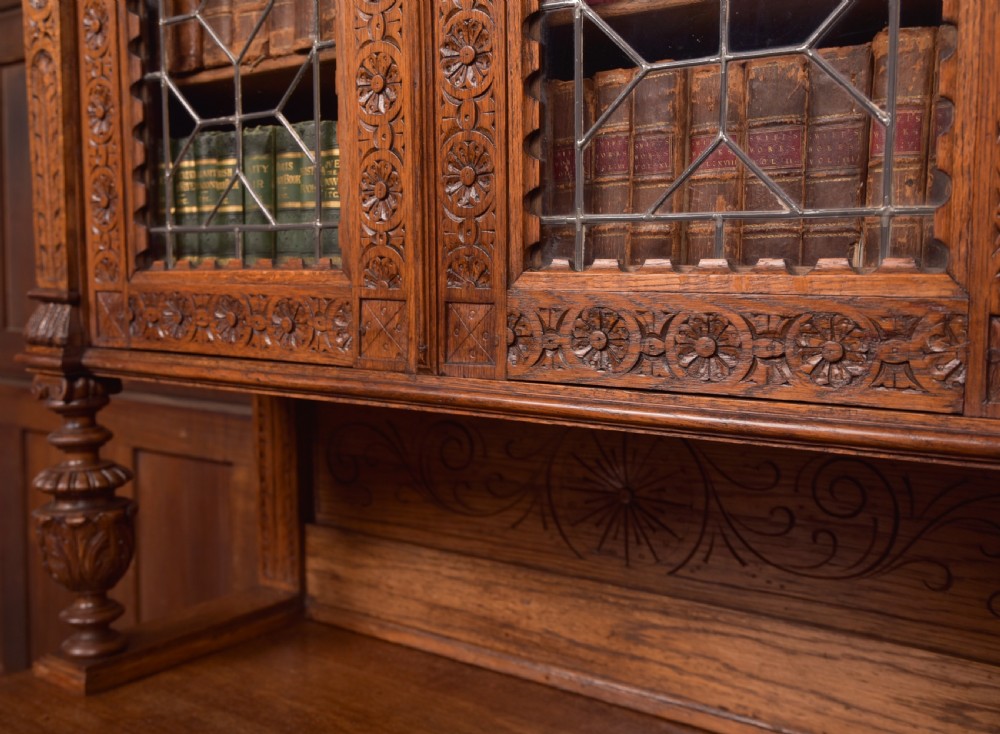 Continental Carved Oak Bookcase View XVI