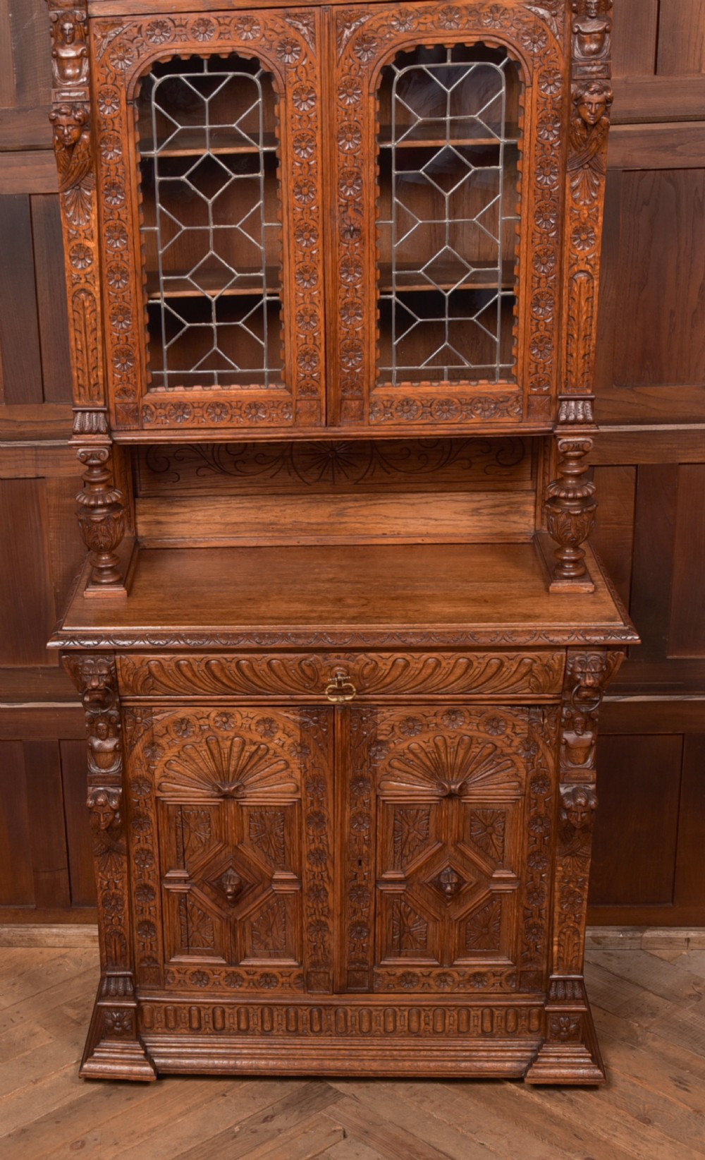Continental Carved Oak Bookcase View XIX