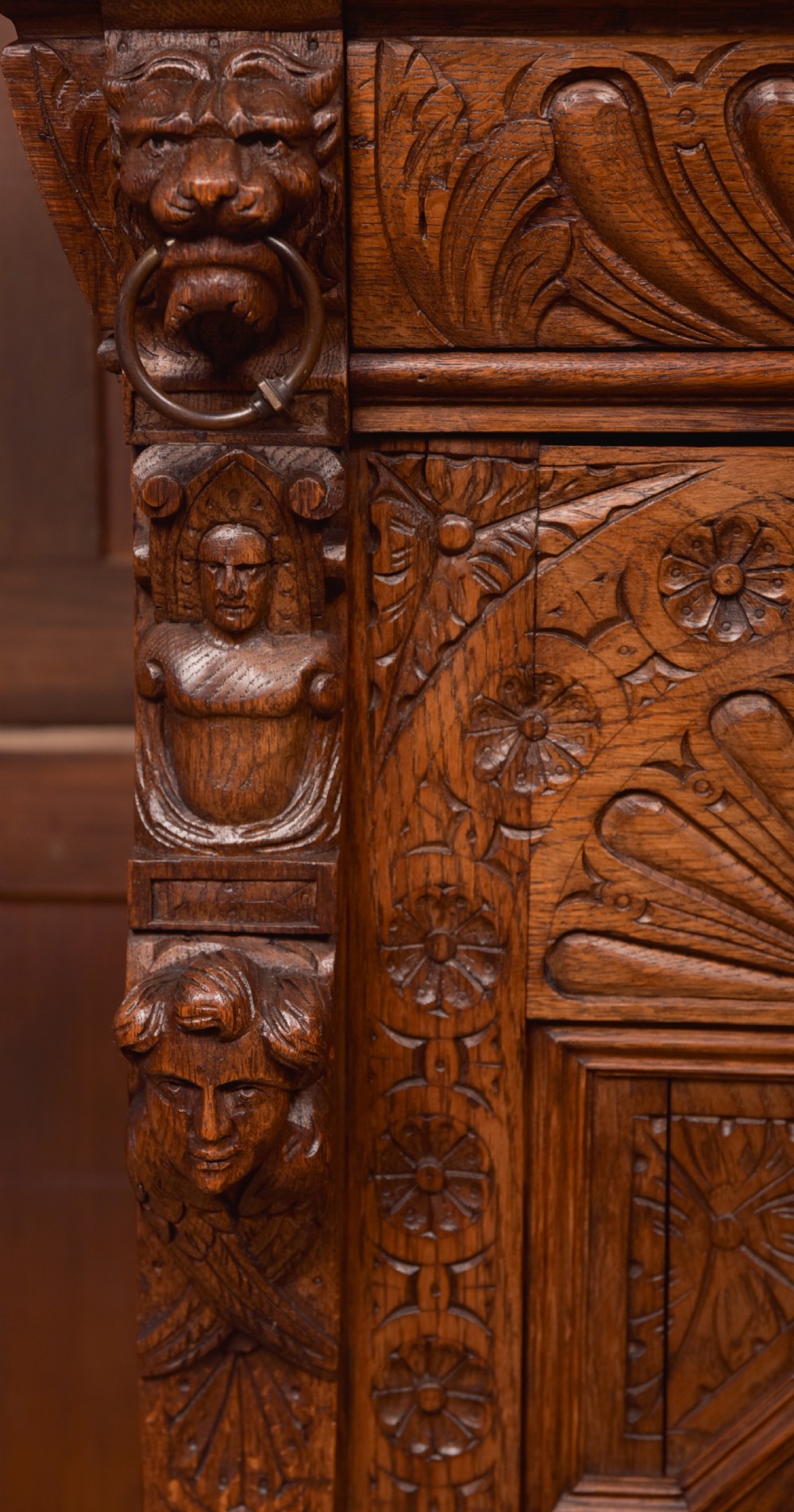 Continental Carved Oak Bookcase View XXII