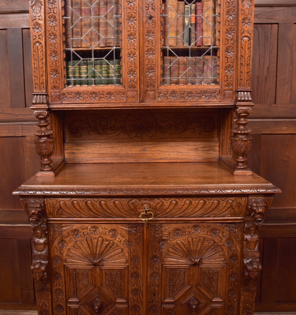 Continental Carved Oak Bookcase View XXVII