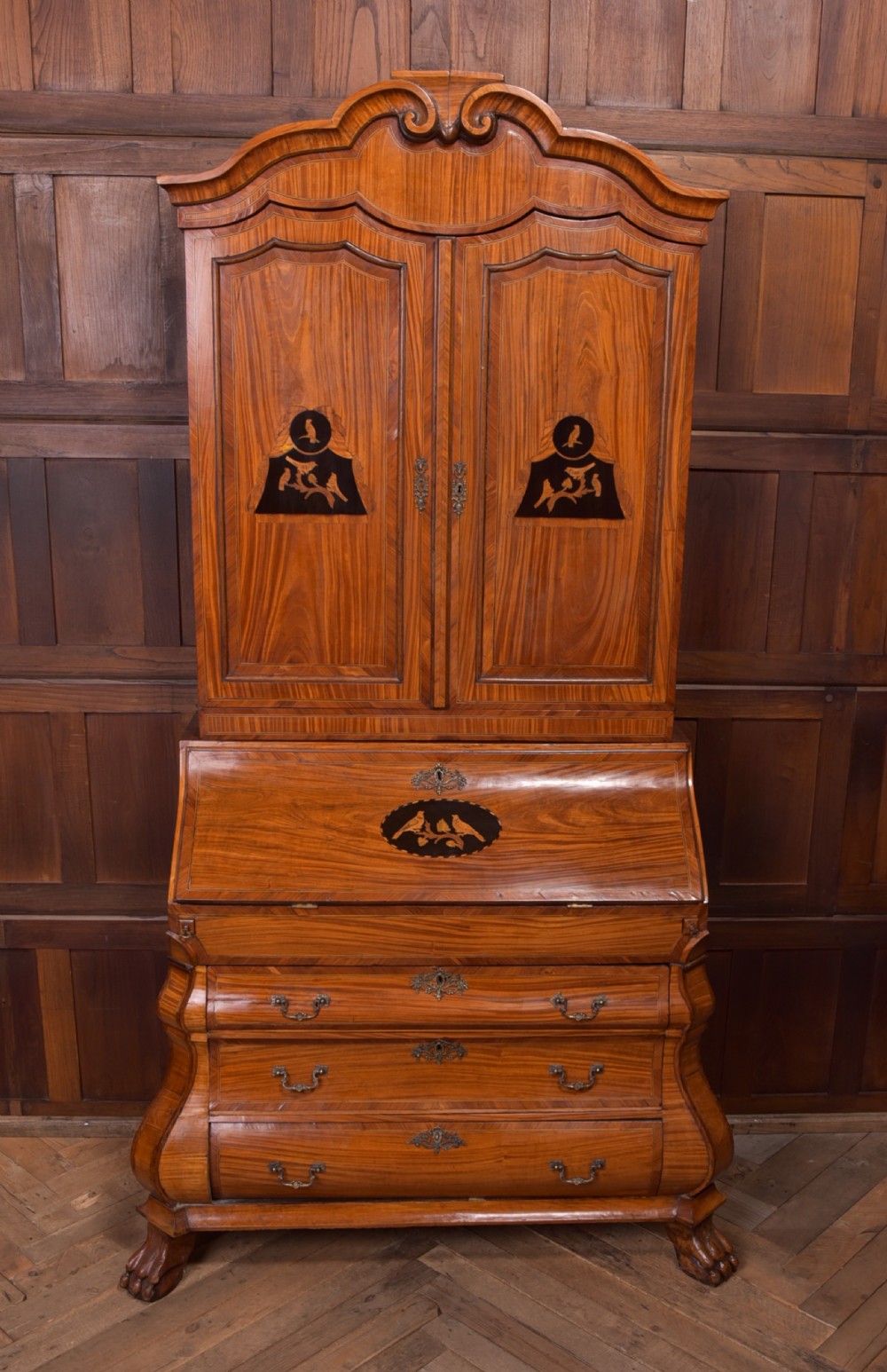 18th Century Dutch Bombe Bureau Bookcase