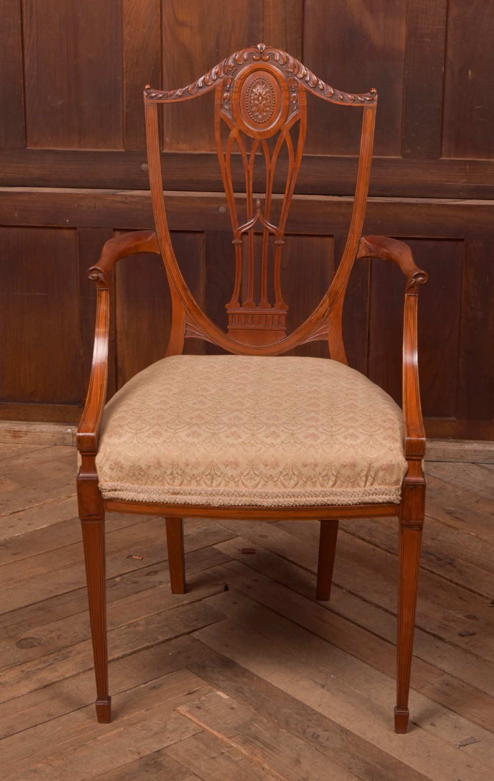 Hepplewhite Style Satinwood Armchair View IX