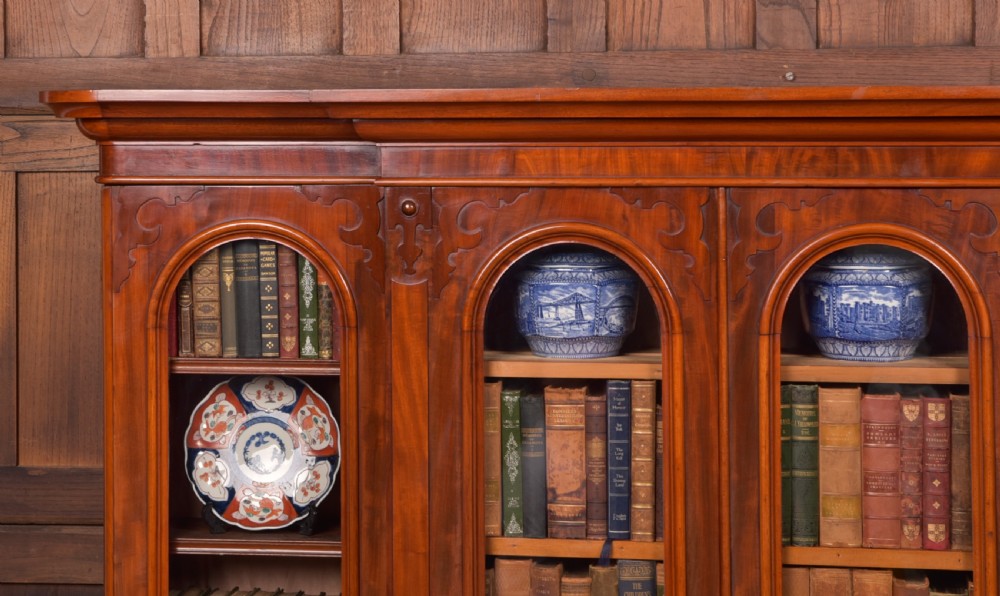 Victorian Mahogany Breakfront Bookcase View II