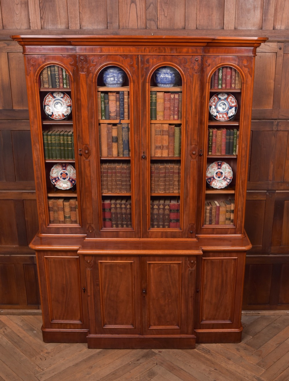 Victorian Mahogany Breakfront Bookcase View IX