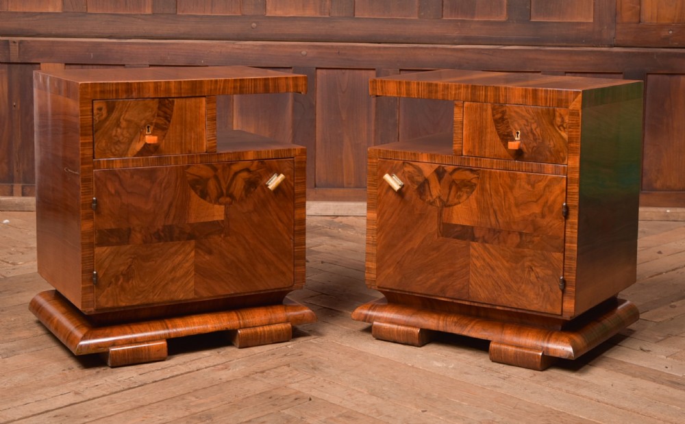 Art Deco Walnut Bedside Cabinets