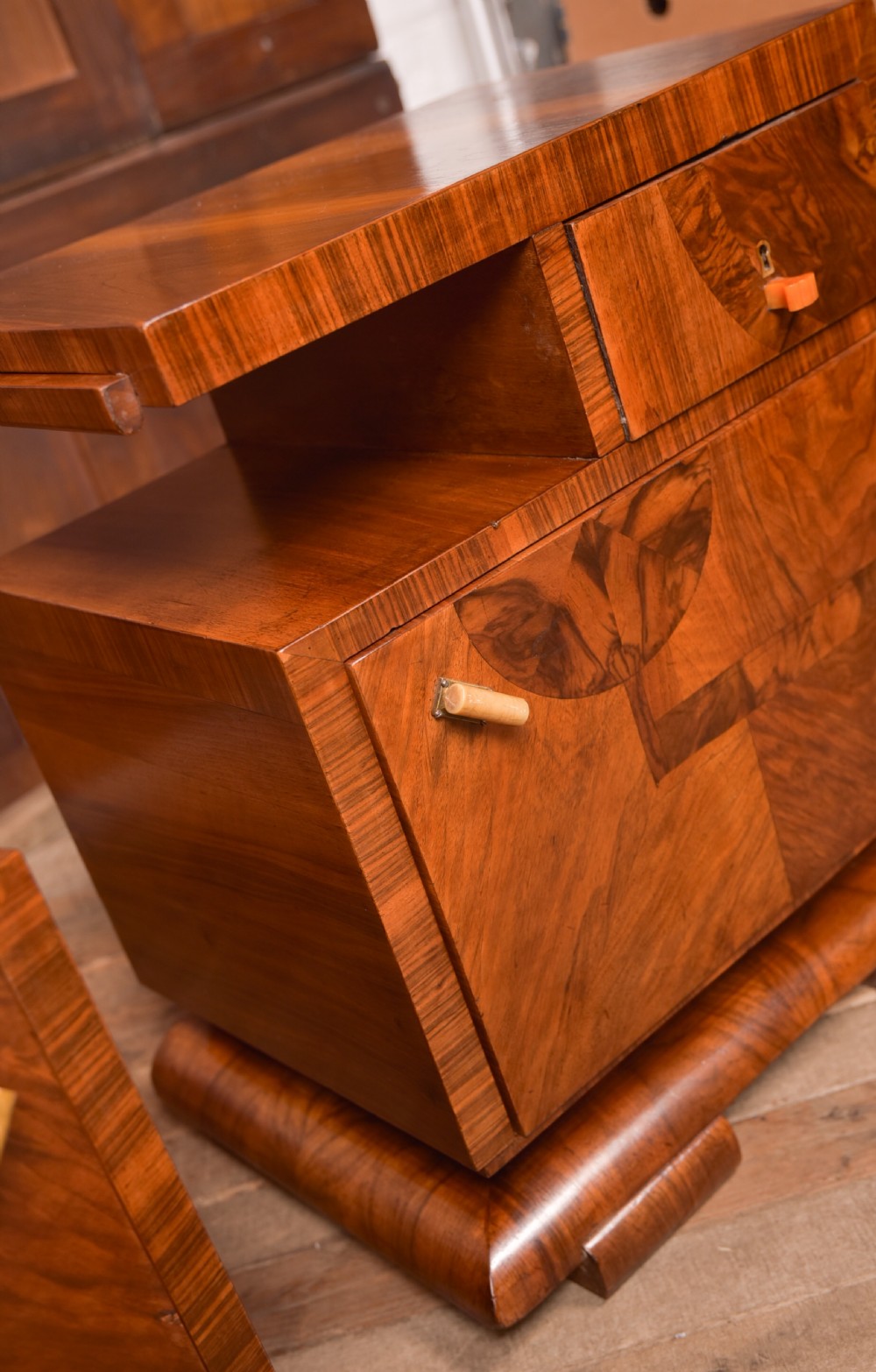 Art Deco Walnut Bedside Cabinets View VI