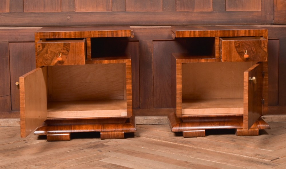 Art Deco Walnut Bedside Cabinets View VII