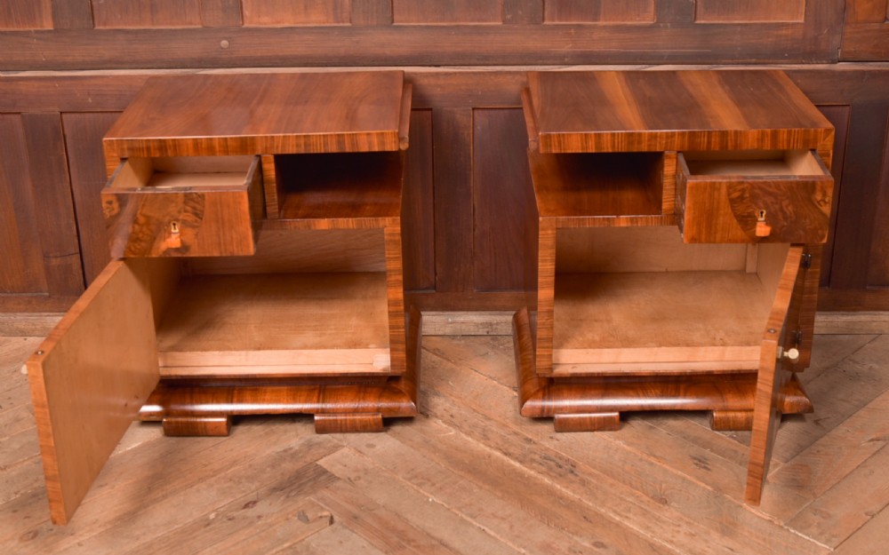Art Deco Walnut Bedside Cabinets View VIII