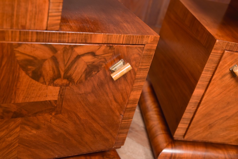 Art Deco Walnut Bedside Cabinets View XI