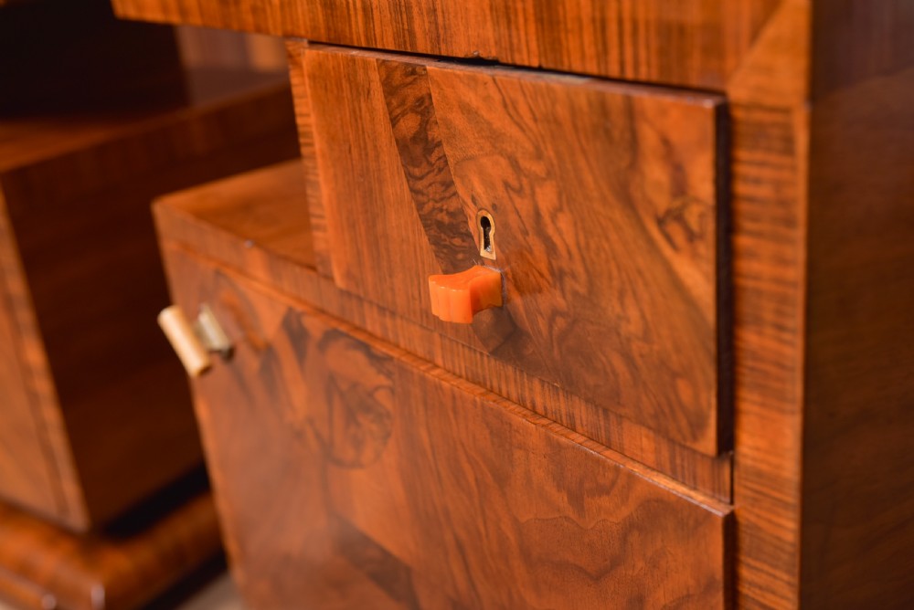 Art Deco Walnut Bedside Cabinets View XIII