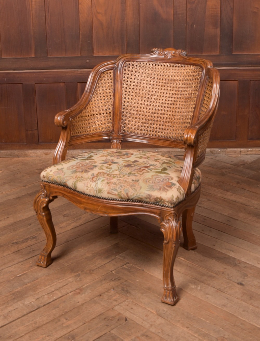 Victorian Walnut Bergere Armchair 