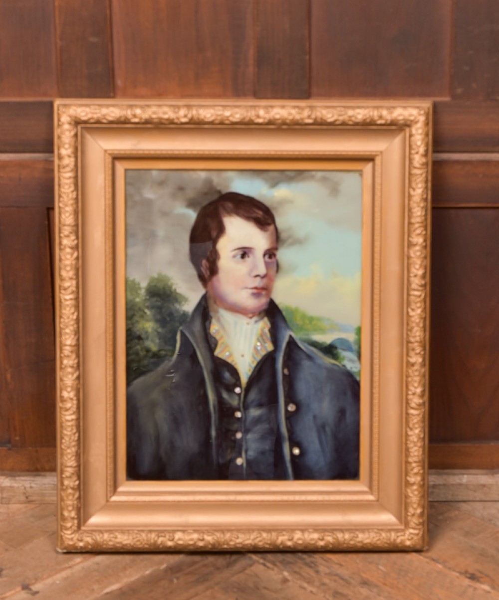 Rabbie Burns Portrait Painted on Glass