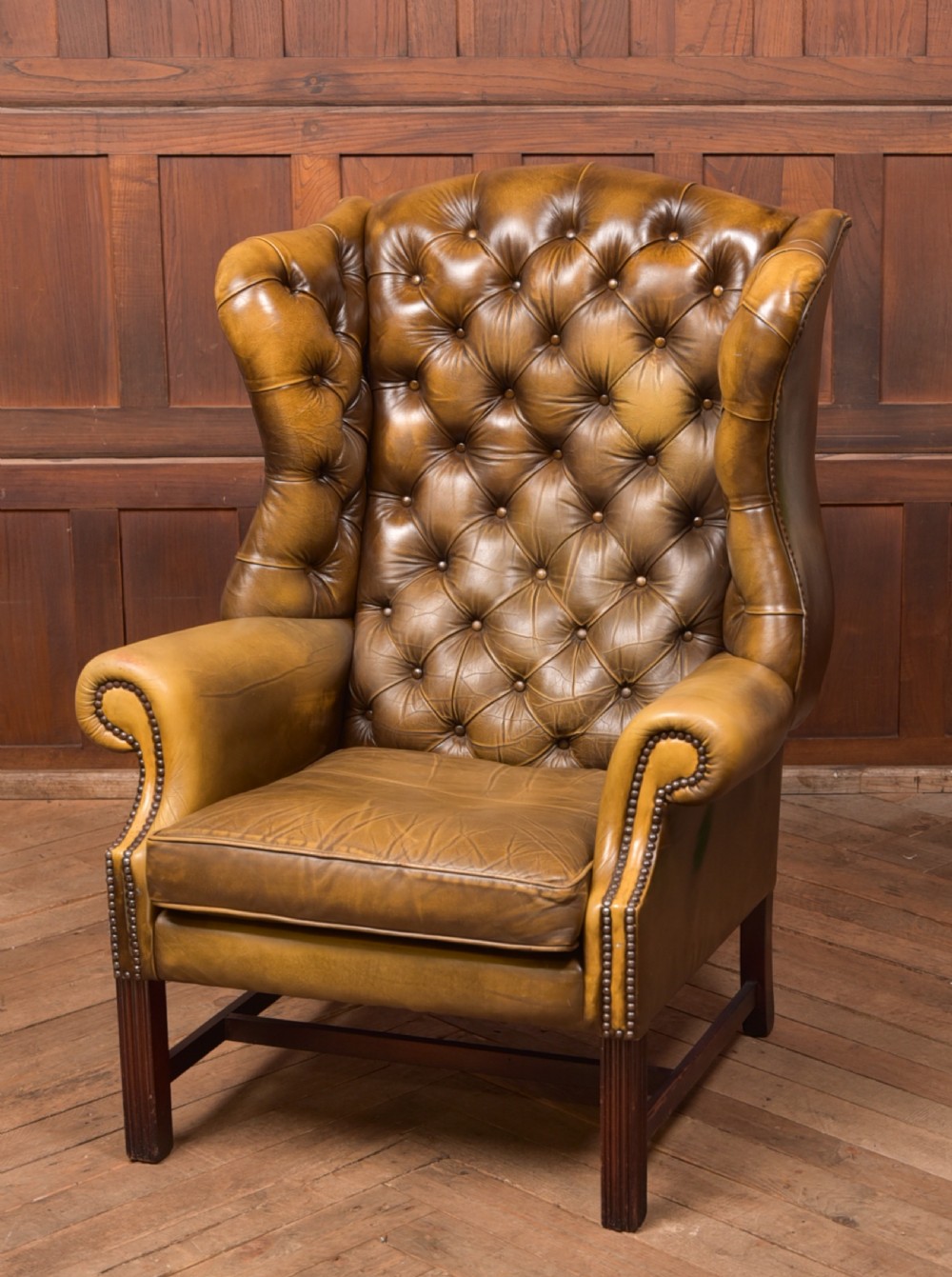 Olive Green Chesterfield Wing Back Chair