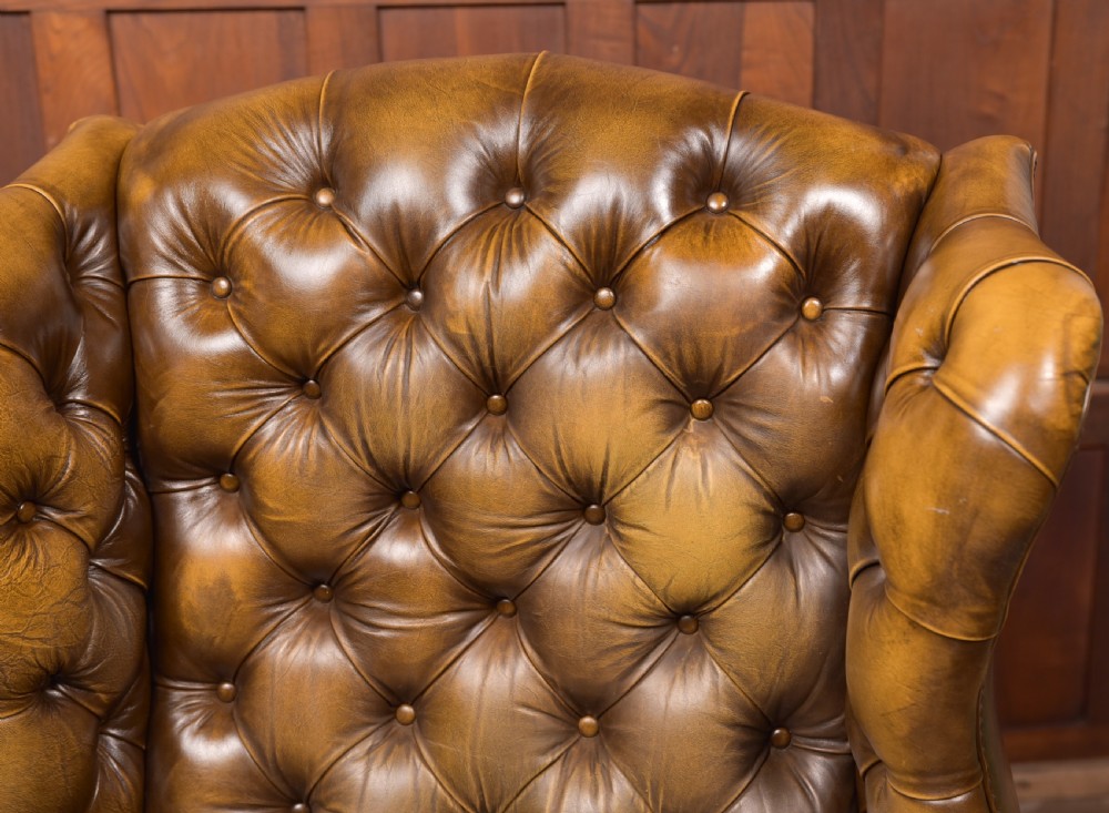 Olive Green Chesterfield Wing Back Chair View II